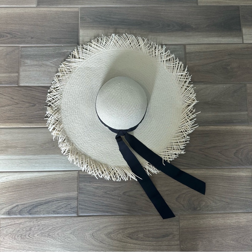 J. Crew Sun Hat with Black Ribbon